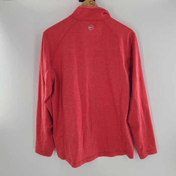Vineyard Vines Sankaty Performance Coral Medium Performance Fleece Grid Pullover - Picture 7 of 8